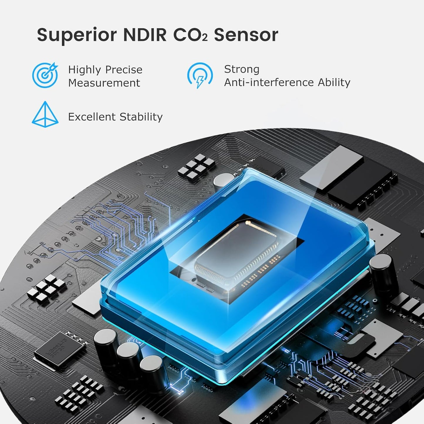 CO2 Monitor: Portable Mini Indoor CO2 Monitor, Full Color LCD, NDIR Sensor with Indicator Light, Alarm, Auto Calibration