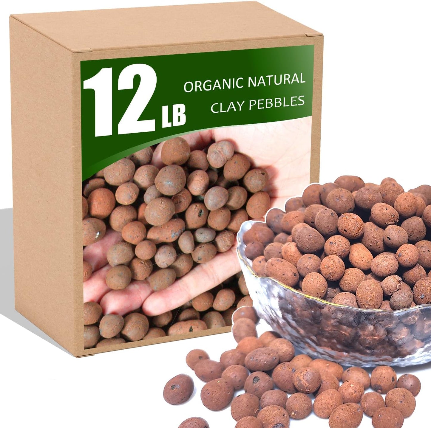 Clay Pellets: Made from 100% Natural Clay, Organic Growing, Hydroponics, Soil Drainage, Sizes - 6lbs/12lbs/18lbs