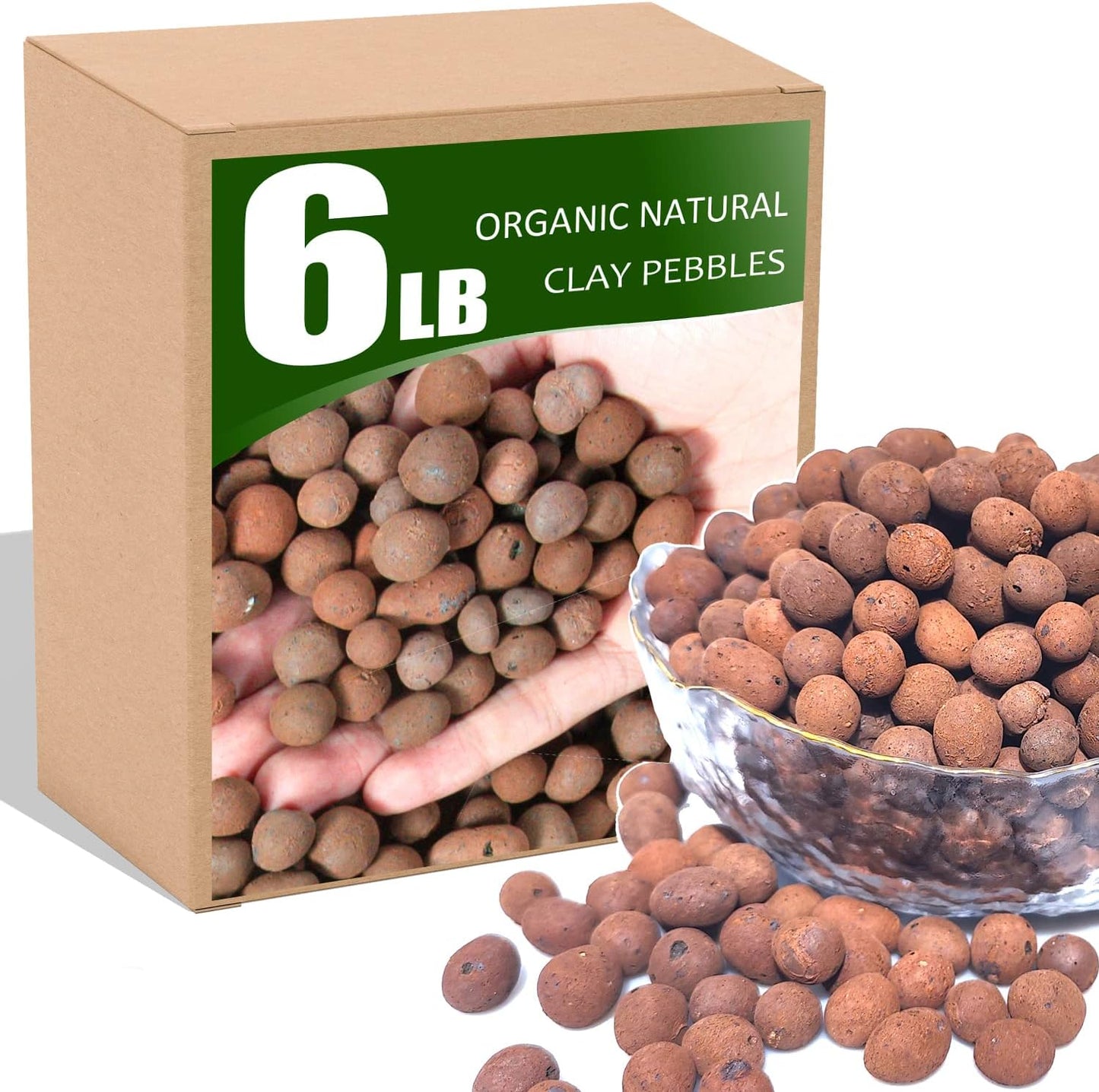 Clay Pellets: Made from 100% Natural Clay, Organic Growing, Hydroponics, Soil Drainage, Sizes - 6lbs/12lbs/18lbs