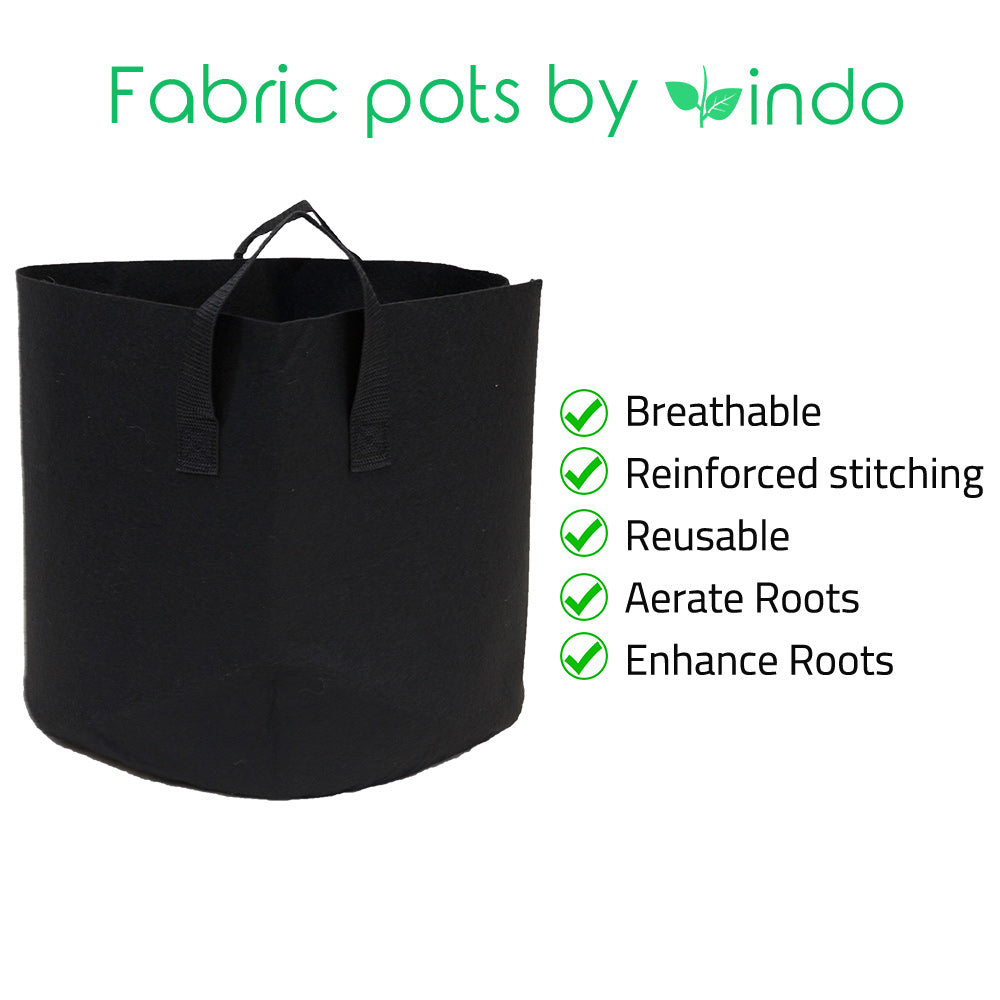 Delectable Garden 5 Gallon Plant Grow Bags, Non-Woven Aeration Fabric Pots  w/Handles - Reinforced Weight Capacity & Extremely Durable (Black)--50% OFF