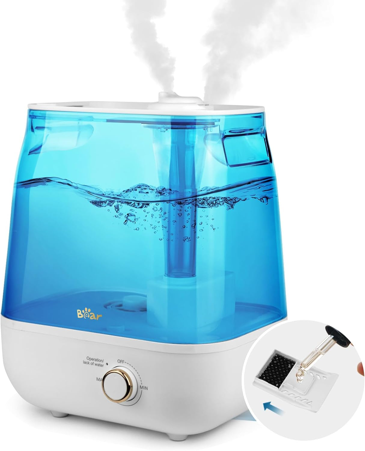 Humidifier 6L: 2in1 Ultrasonic Cool Mist Humidifier & Essential Oil Diffuser, Top Fill with 360 Nozzle, Rated 735sf 