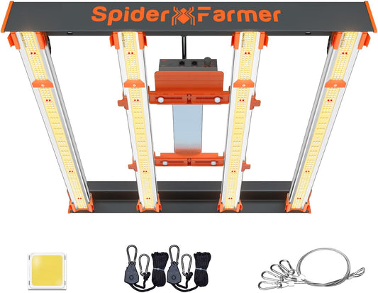 300W Spyder Farmer G3000 4-Bar LED Grow Light: Full Spectrum 896pc Samsung LM301B Diodes, Dimmable & Detachable Driver