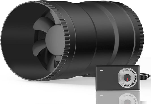 4" Inline Booster Fan: Speed Control Dial,130 CFM, Low 6W Energy, Low Noise 26dba