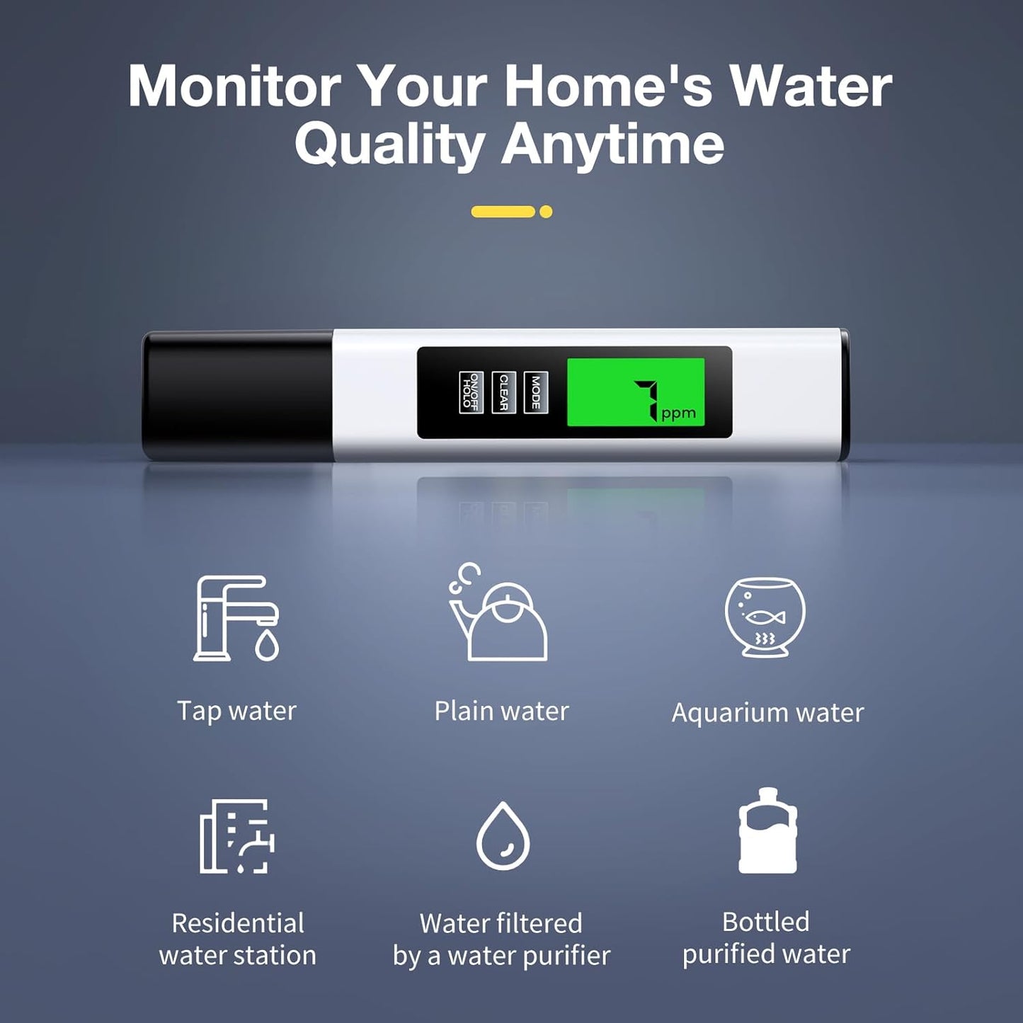 TDS Pen Digital Meter 4in1: Measure TDS EC PPM Temp (°C,°F), Water/ Hydroponics/ Nutrients/ Aquariums, 0-9990ppm