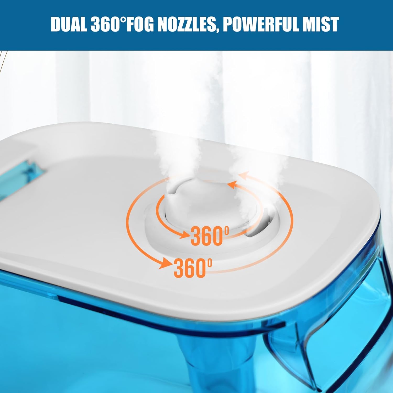 Humidifier 6L: 2in1 Ultrasonic Cool Mist Humidifier & Essential Oil Diffuser, Top Fill with 360 Nozzle, Rated 735sf 