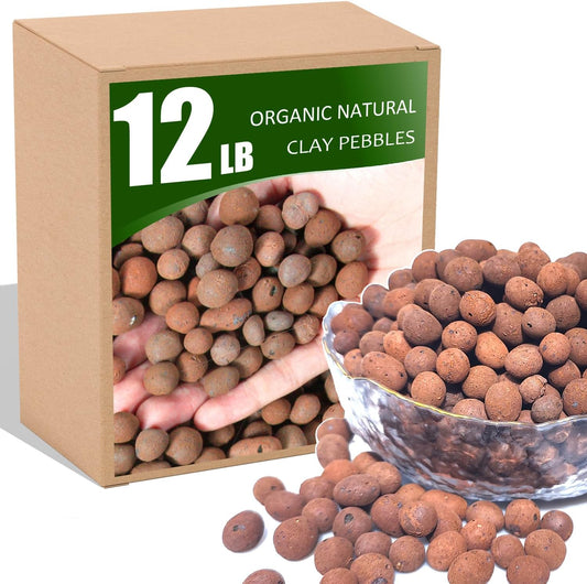 Clay Pellets: Made from 100% Natural Clay, Organic Growing, Hydroponics, Soil Drainage,  Sizes - 6lbs/12lbs/18lbs 