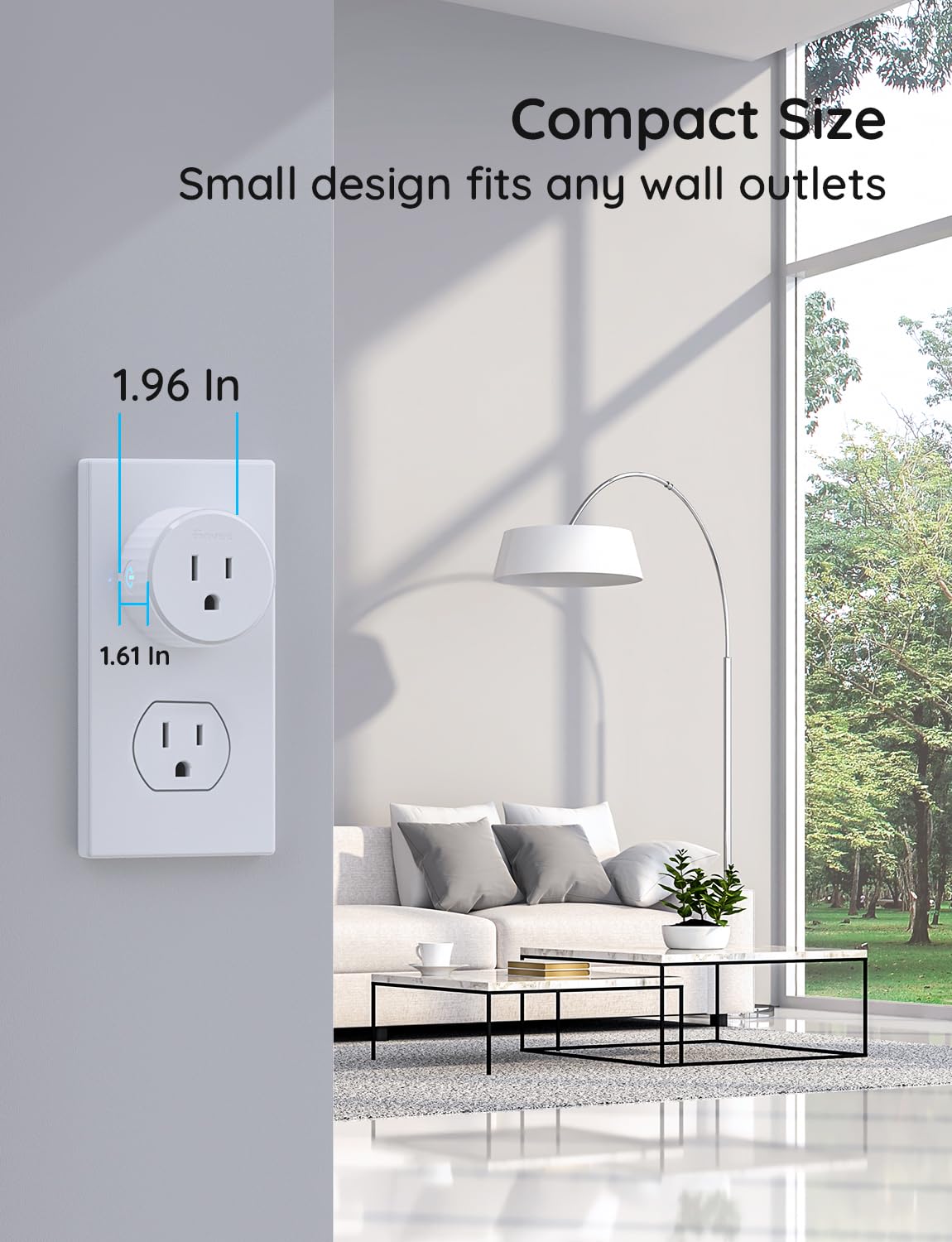 Smart Plug 1 or 2 Pack: Connect to WiFi or Bluetooth, Compatible with Alexa & Google Assistant, Control Lights and Home, Indoor Use