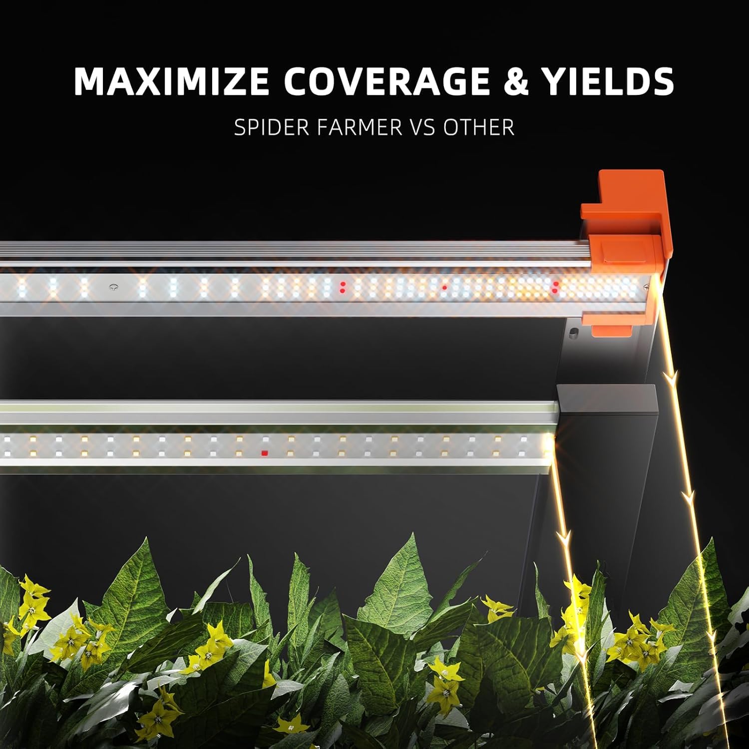 Spyder Farmer G3000 - 300W 4 Bar LED Grow Light -  896pc Diodes, Dimmable/Detachable Driver, 2.75umol/J - 3' x 3' Grow Tent/Area