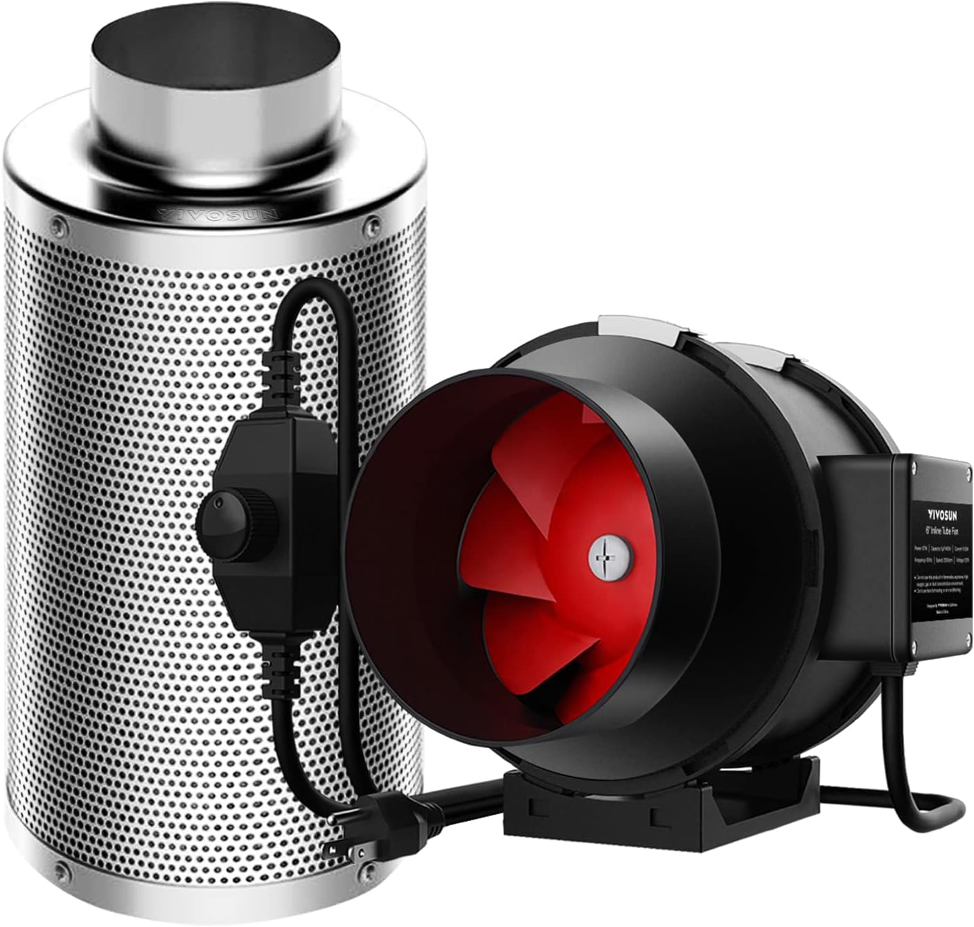 Fan & Filter Combo - 4" / 6" Inline Fan + Charcoal Carbon Filter 