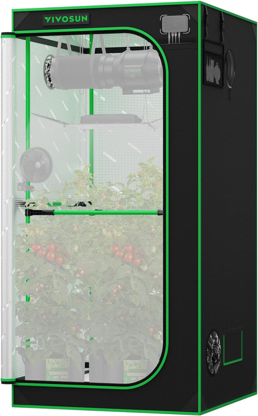 3x3 Grow Tent: 36"×36"×72" PRO SERIES 2000D Fabric, Highly Reflective Mylar, 1" Steel Poles