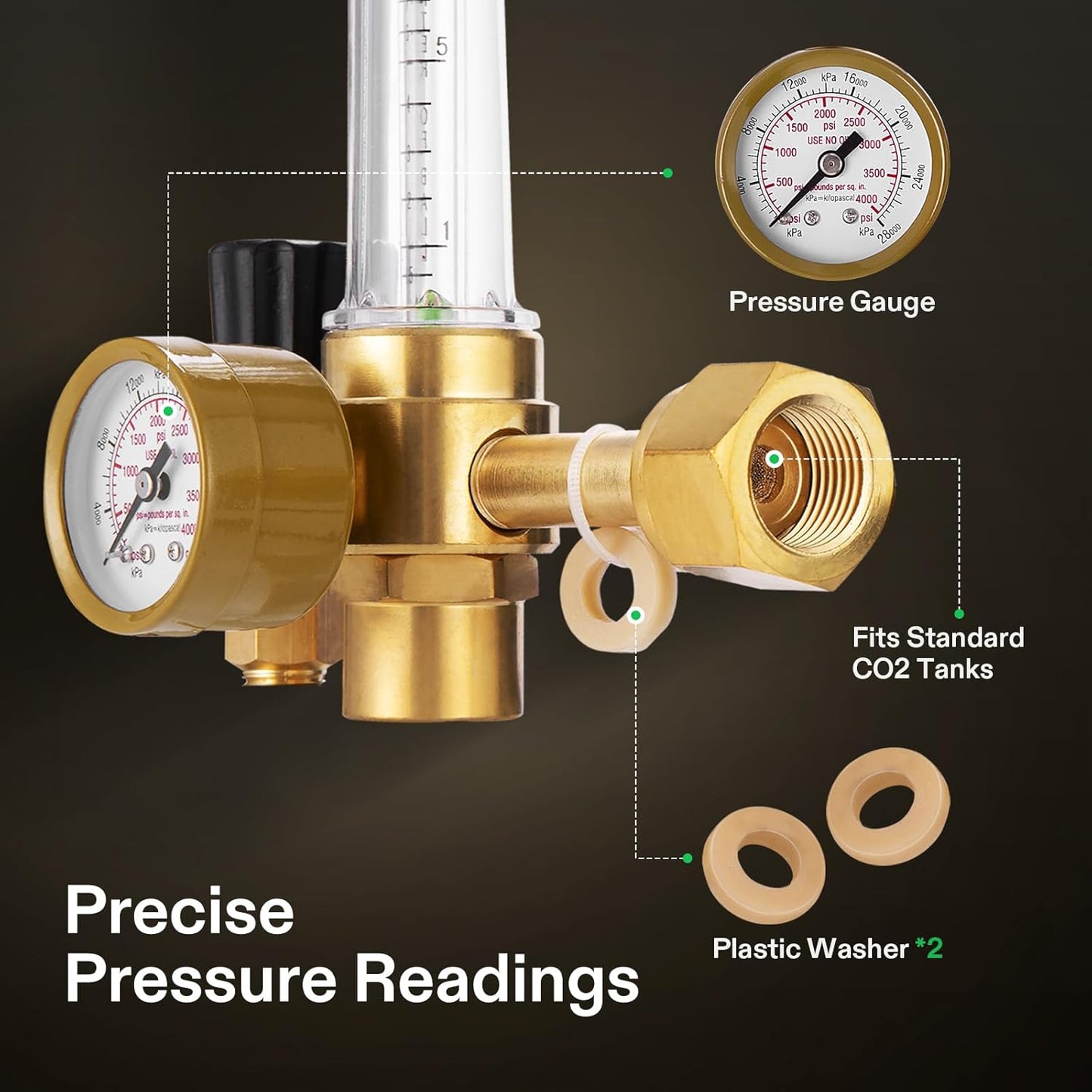 CO2 Regulator: Solenoid Valve Flowmeter, high pressure gauge: 0-4000 PSI - Super Charge your Grow with CO2