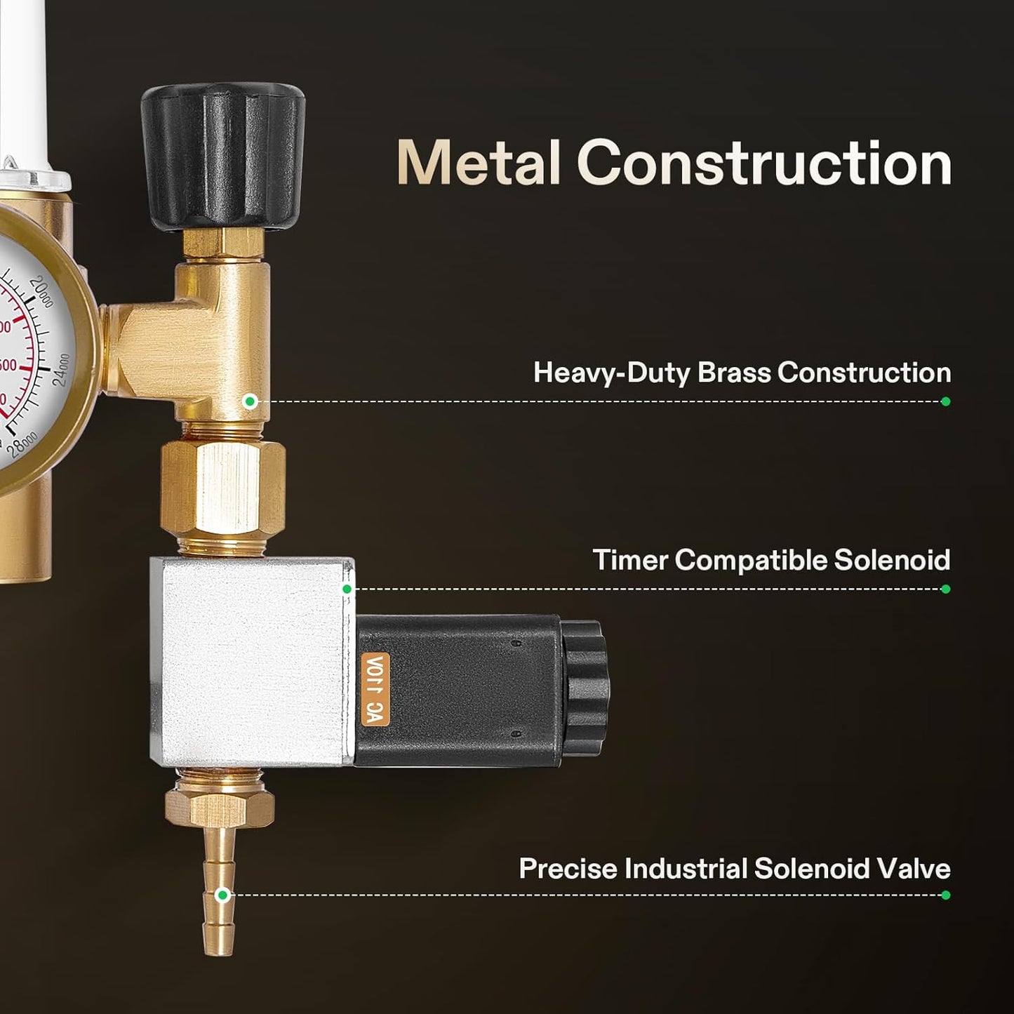 CO2 Regulator: Solenoid Valve Flowmeter, high pressure gauge: 0-4000 PSI - Super Charge your Grow with CO2