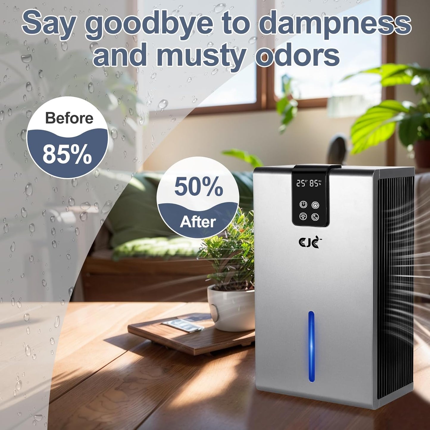 Dehumidifier 2.8L: Mini Dehumidifier for Bedrooms/Grow Tents/Drying, Remove 1.4L/Day, Quiet 35dBA, Negative Ion Purification