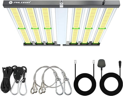 450W/650W PHILZON LED 6-Bar Grow Light: Full Spectrum SMD LM281B Diodes, Dimmable, Foldable Frame