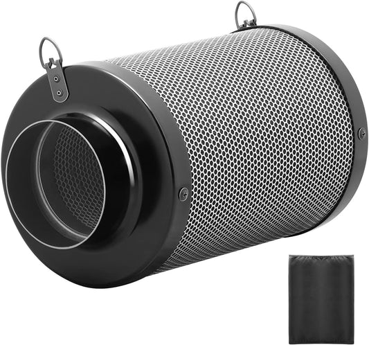 4" Charcoal Filter; 10" Filter (12" Total Length), Activated Australian Charcoal, Reversible Flange, Black Pre-Filter