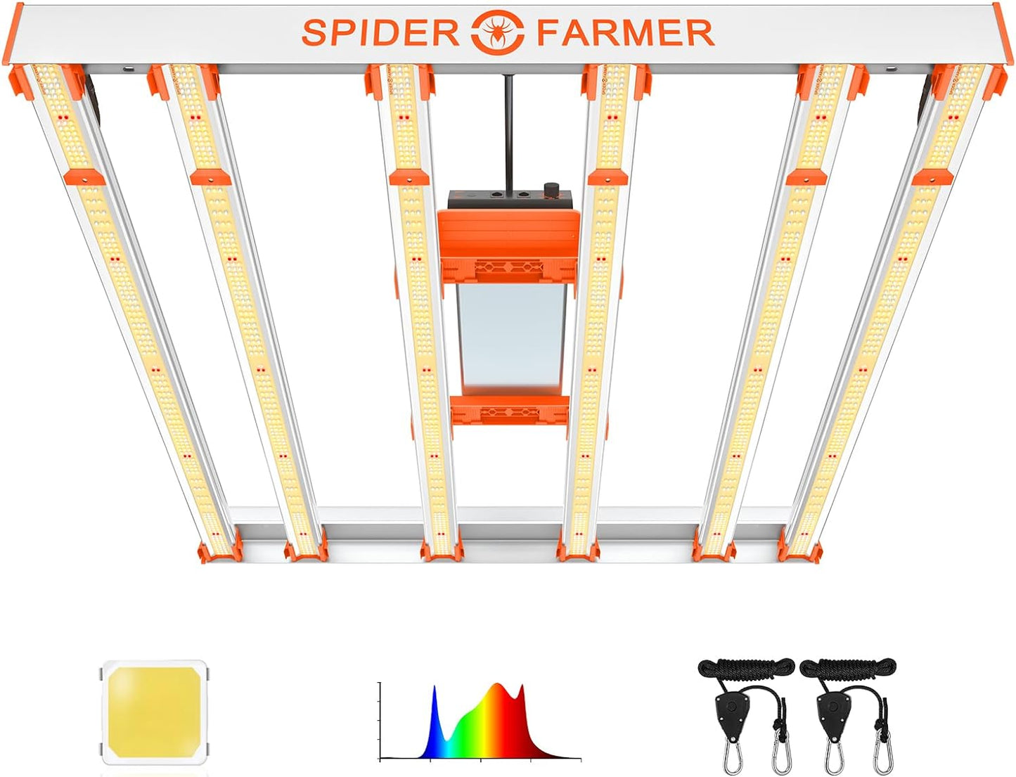 480W 6-Bar LED Grow Light: Full Spectrum 1680pc Diodes 2.8 Umol/J, Dimmable 10-100%, 4x4/5x5 