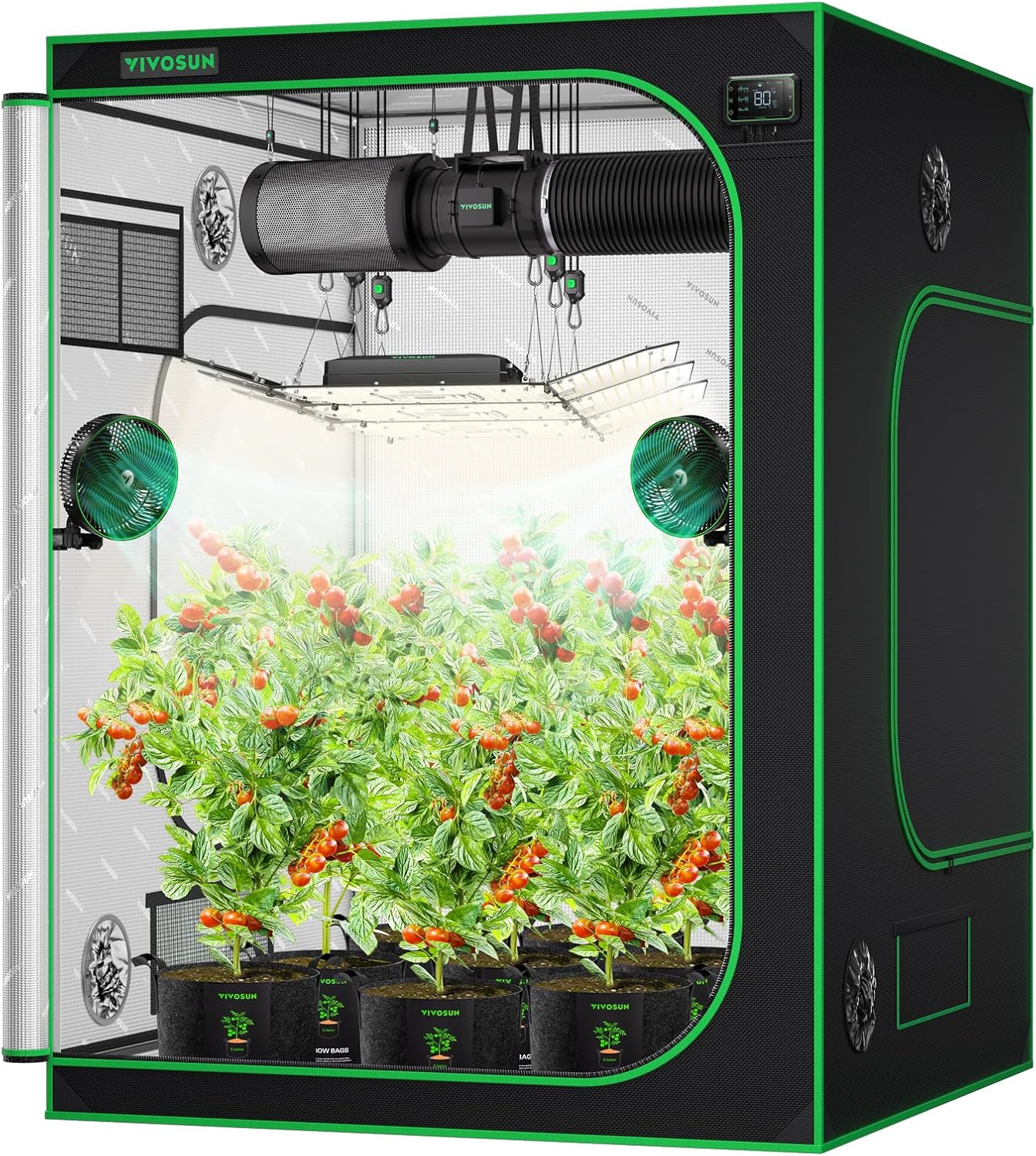 4x4/5x5 Grow Tent: 600D Oxford Canvas, Mylar Liner, 48"X48"X80",60"x60"x80"