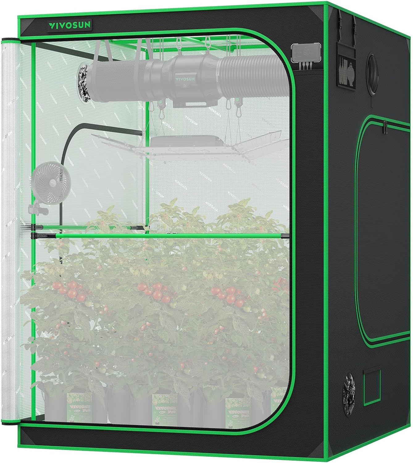 Pro Series Grow Tent 4x4 / 5x5:  Premium 2000D Oxford + Diamond Mylar, 1" All-Steel Frame, 80" Height