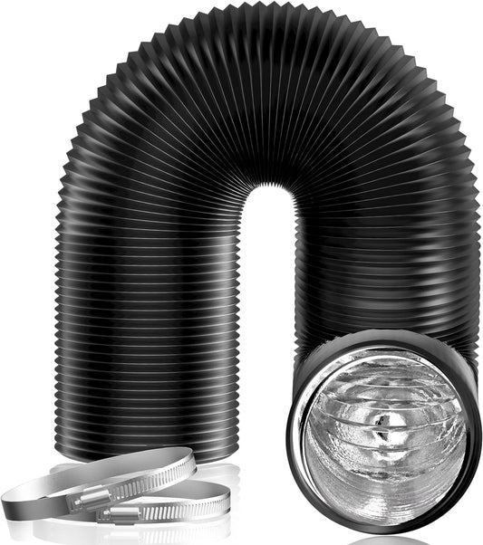 6" Flex Ducting: 6" x 16'  Black PVC and Aluminum Highly Durable, for Exhaust/Intake and Filter Systems 