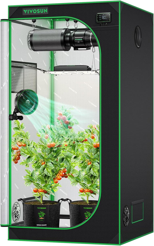 3X3 Grow Tent: 36"X36"X72" 600D Highly Reflective Mylar, Window, Removable Tray