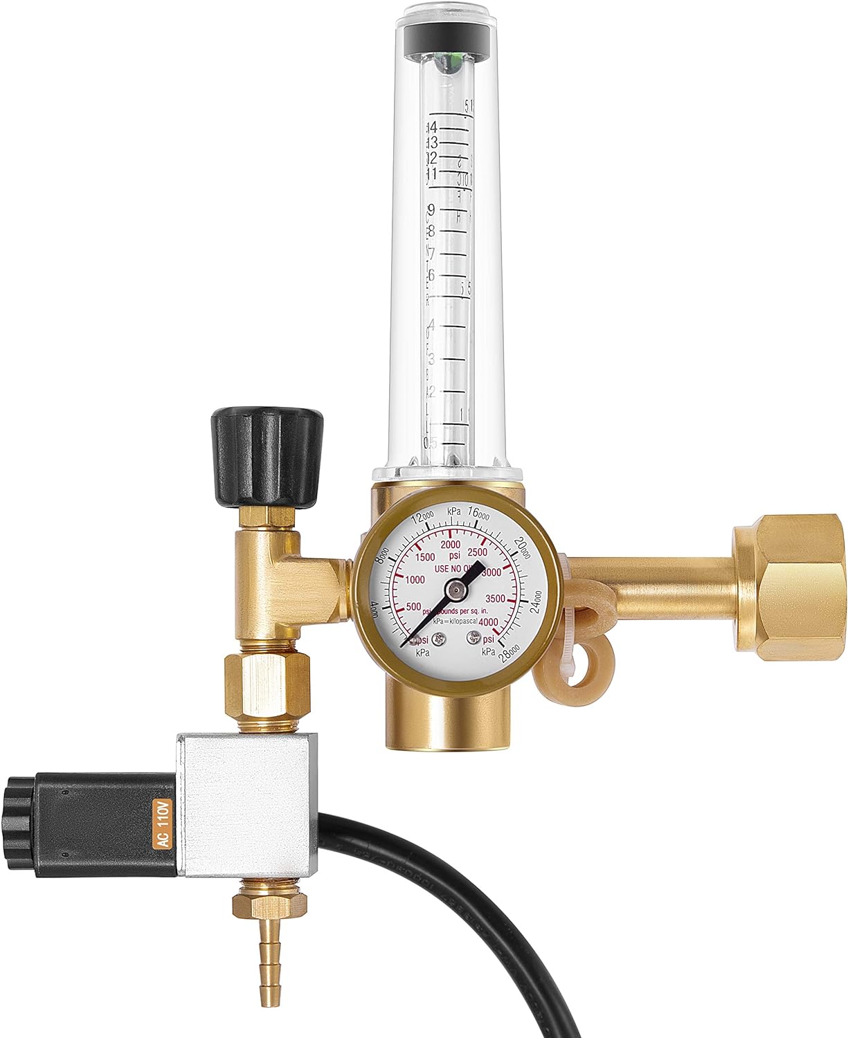 CO2 Regulator: Solenoid Valve Flowmeter, high pressure gauge: 0-4000 PSI - Super Charge your Grow with CO2