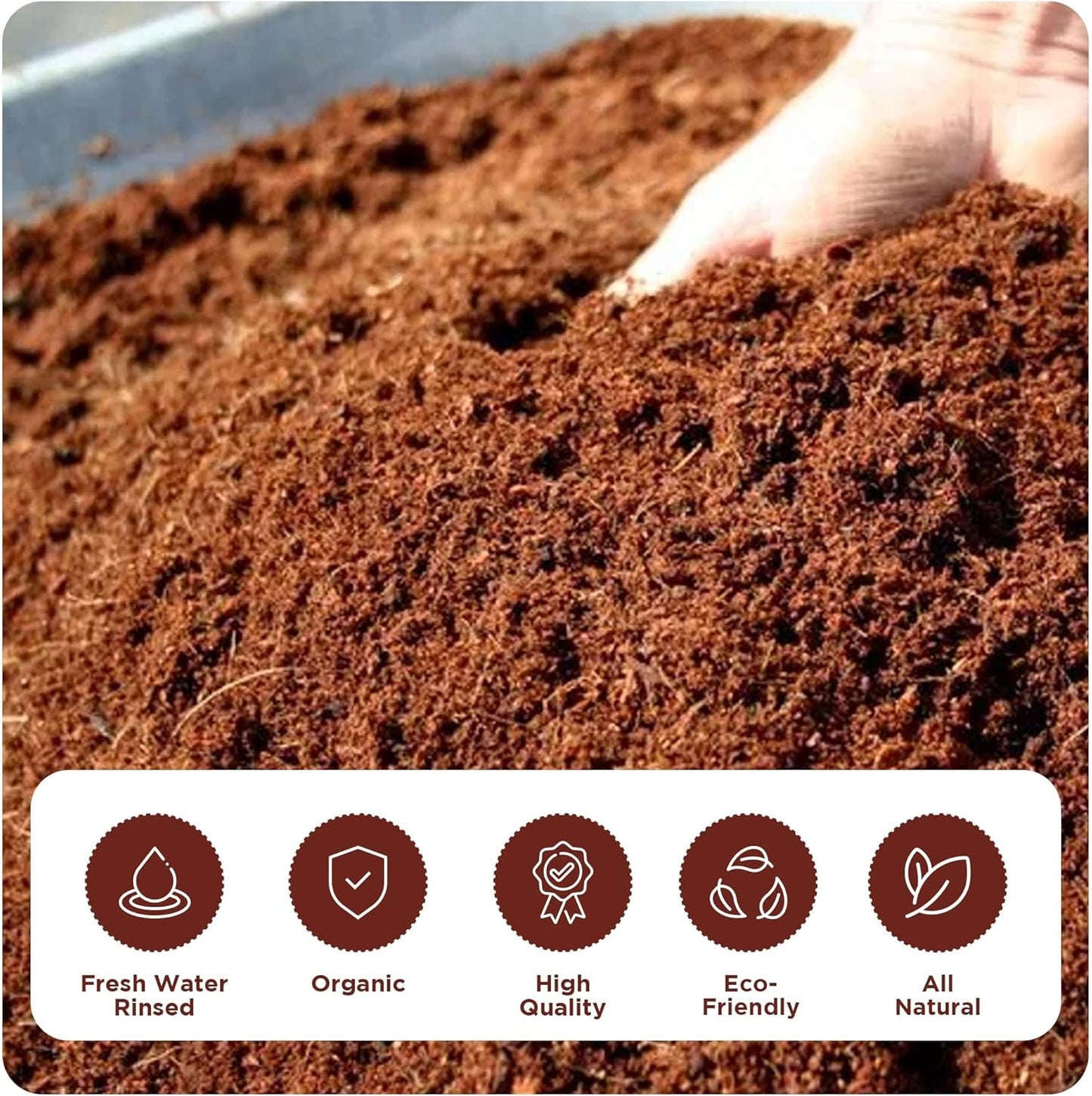 Premium Coco Coir Brick 4.5KG (10lbs) - 100% Organic OMRI Listed, Natural Compressed Growing Medium, ECO Friendly and Triple Washed, Low EC  