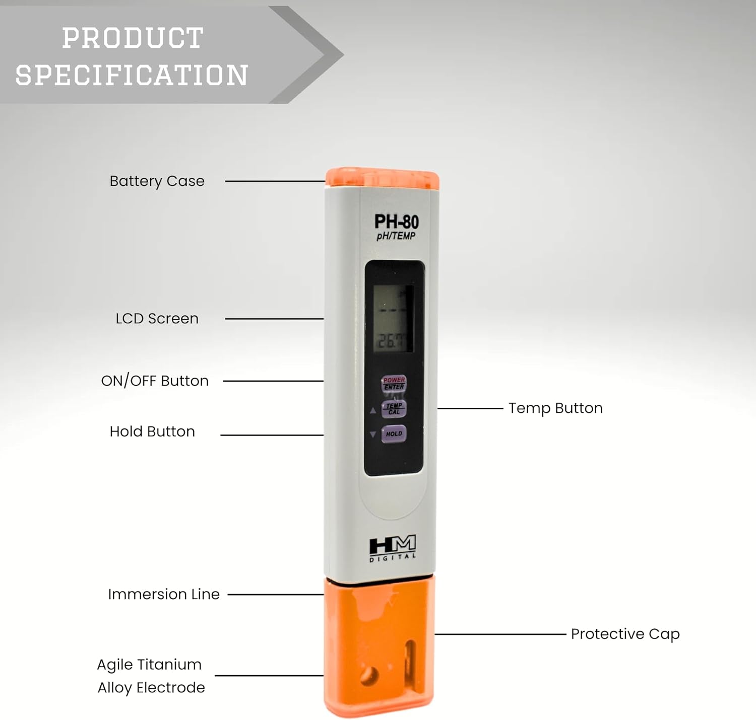 pH Pen Digital Meter: pH & Temp Reading Display, Calibrate 7.0 / 4.0 