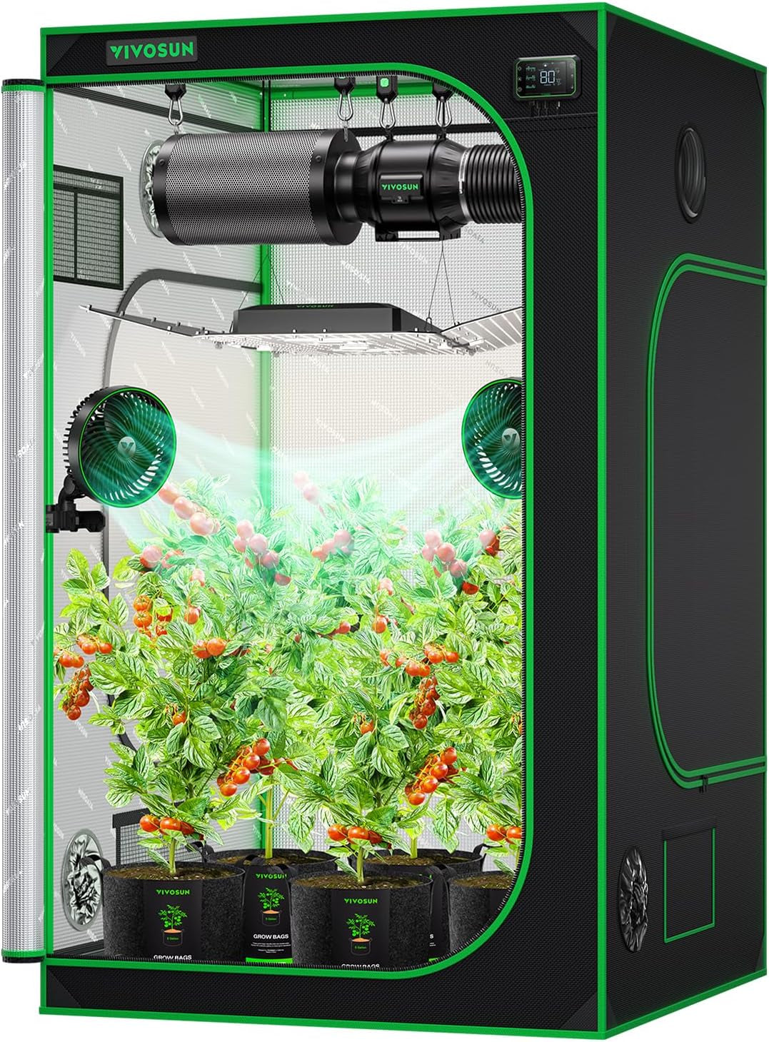 4x4/5x5 Grow Tent: 600D Oxford Canvas, Mylar Liner, 48"X48"X80",60"x60"x80"