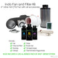 Fan & Filter Kit - 4" Inline Fan 165CFM with 12" Activated Charcoal Carbon Filter - 24hr Timer - Ducting with Clamps