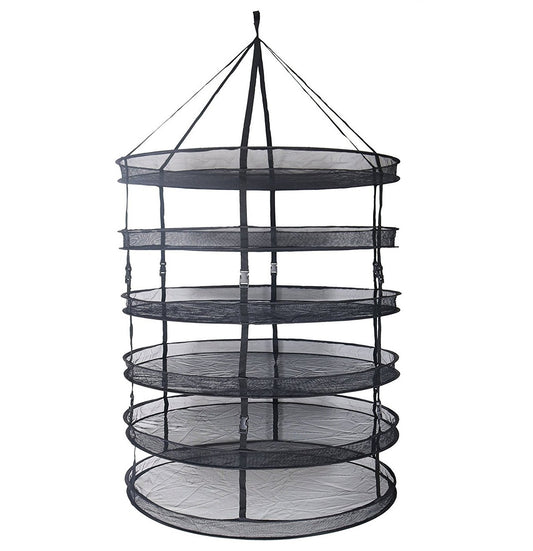 Drying Rack - Hanging Fabric Mesh Dryer Rack with 6 Trays (D35" 6-Tier, Black) with Storage Case