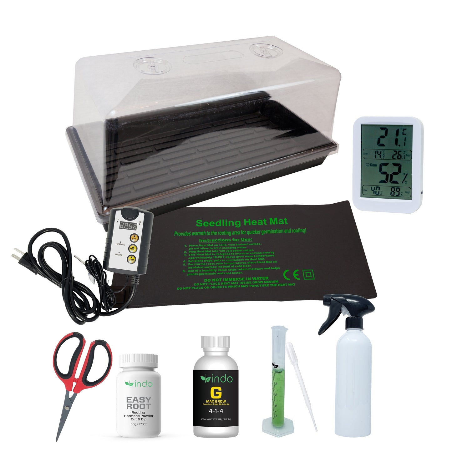 Easy Root Cloning Kit - Germination Tray & Dome, Heating Mat - Temp Controller