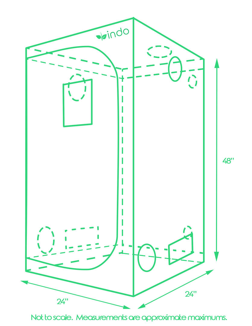 Grow Tent - 24" x 24" x 48"  - 1680D Oxford Fabric - 19mm Steel Frame - Highly Reflective Inside - Heavy Duty Zippers - MYLAR or WHITE POLY Liner