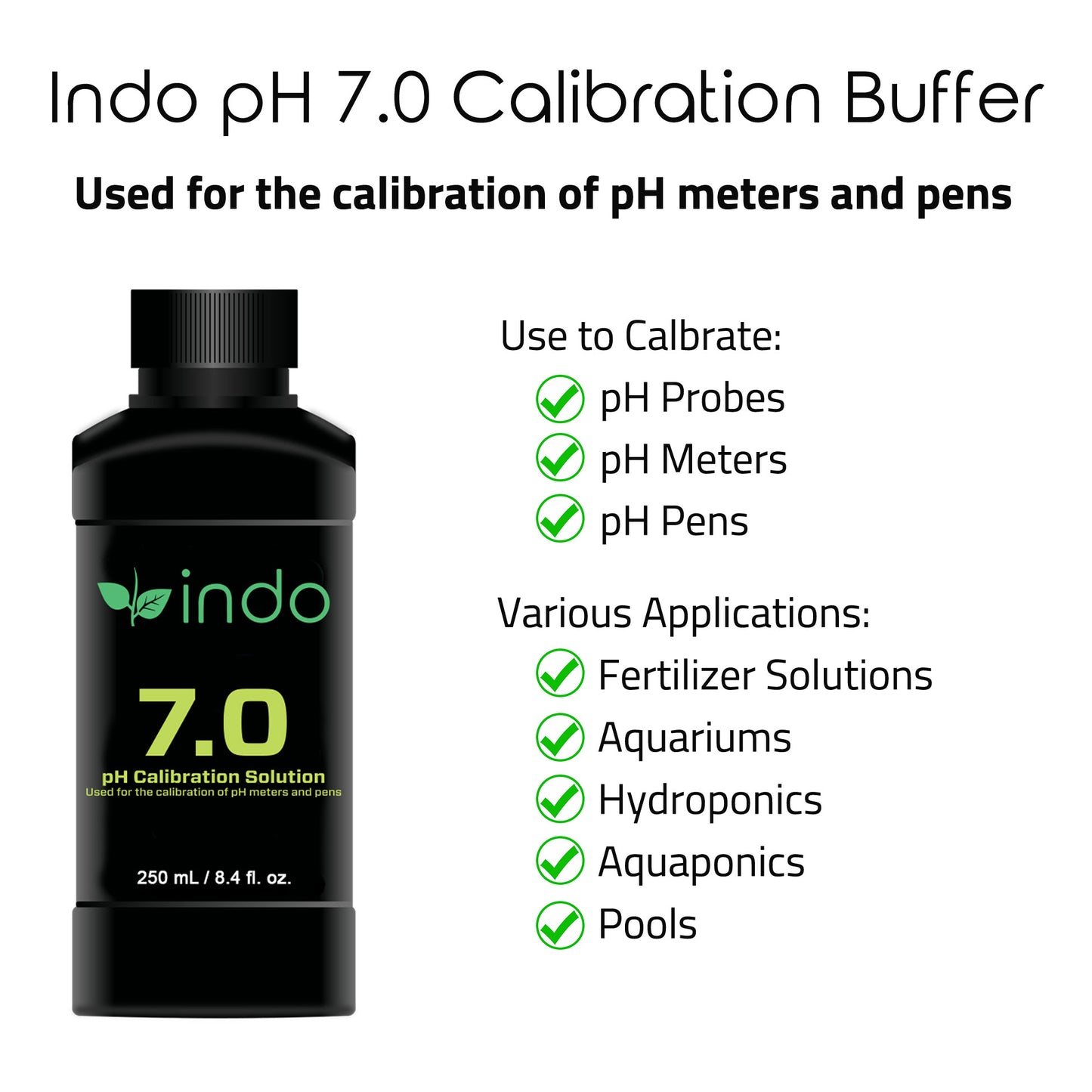 Indo pH Calibration Kits - pH 4.0 / 7.0 buffer Solutions and Electrode Storage Solution (ESS)